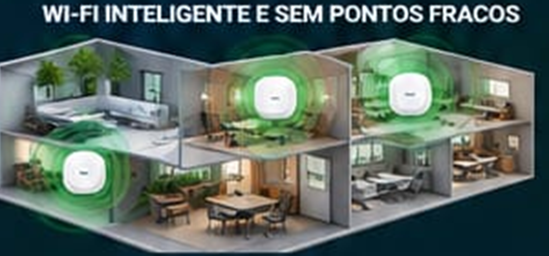 Cobertura de Wi-Fi com pontos de acesso distribuídos pelo ambiente