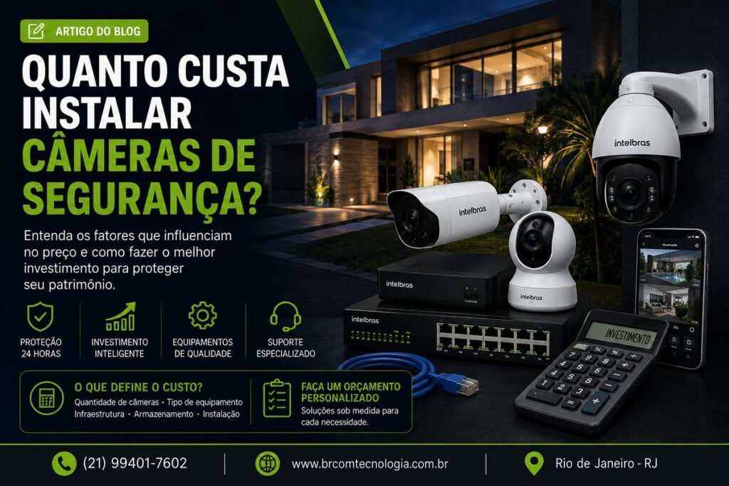 Capa do artigo da BRCOM sobre quanto custa instalar câmeras de segurança