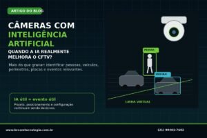 Câmera de segurança com inteligência artificial identificando pessoas e veículos