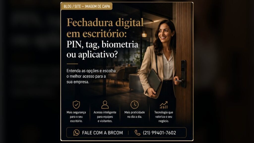 Fechadura digital de escritório com teclado, tag e biometria