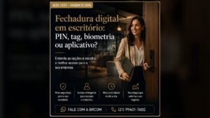 Fechadura digital de escritório com teclado, tag e biometria
