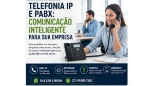 Telefone IP sobre a mesa de um escritório com PABX IP