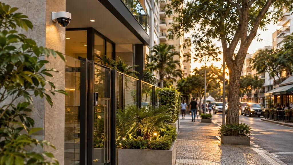 Entrada premium protegida por câmera de segurança no Méier e Grande Méier